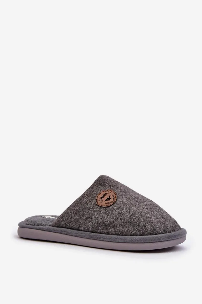 Papcie Męskie>Boto Męskie Klasyczne Kapcie Szare Makis Szary