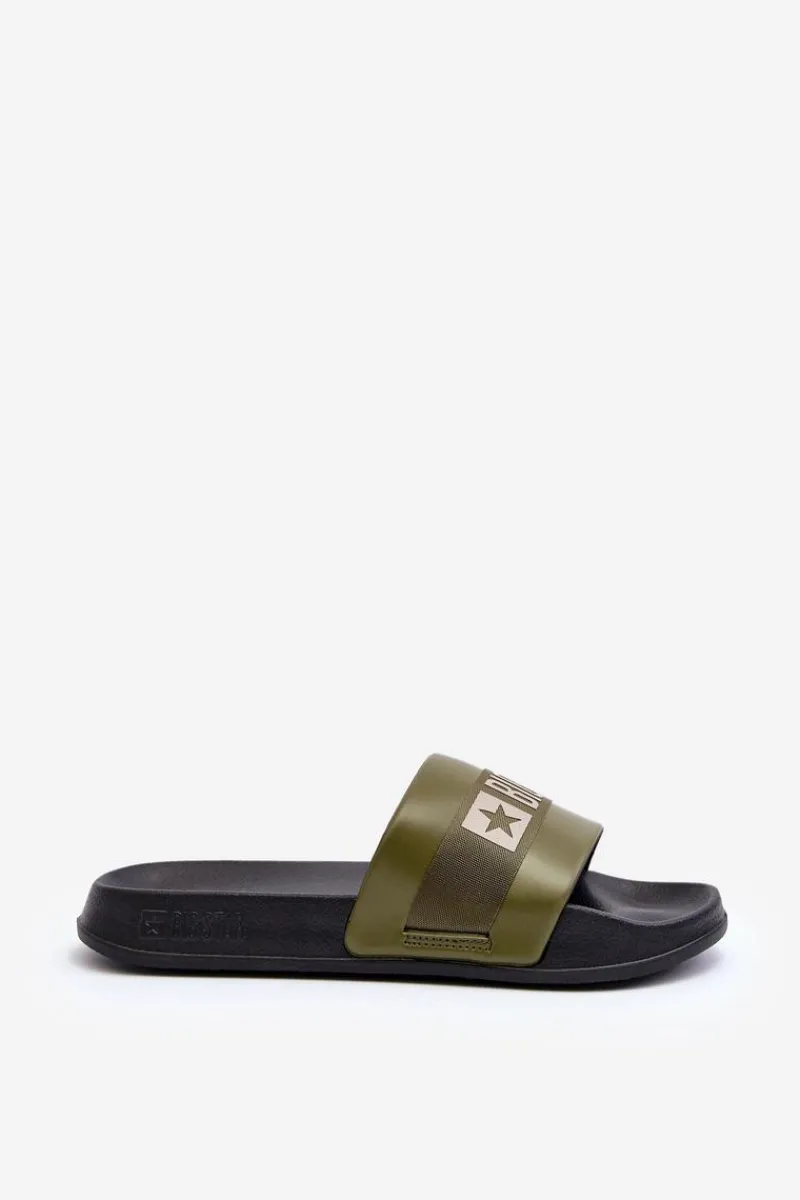 Outlet Męskie Klasyczne Klapki Big Star LL174458 Khaki Męskie Klapki Męskie Big Star|Klapki Męskie Klasyczne