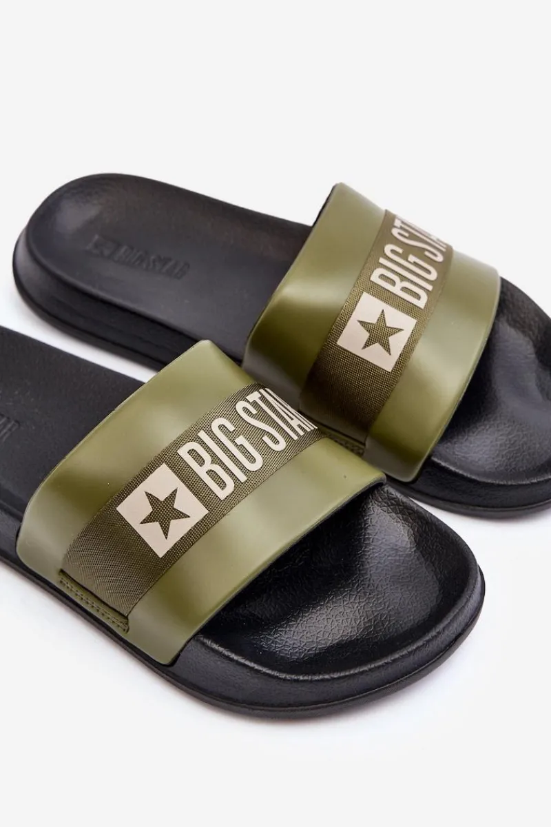 Outlet Męskie Klasyczne Klapki Big Star LL174458 Khaki Męskie Klapki Męskie Big Star|Klapki Męskie Klasyczne