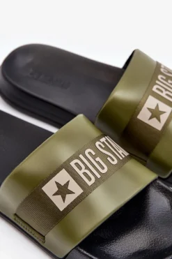 Outlet Męskie Klasyczne Klapki Big Star LL174458 Khaki Męskie Klapki Męskie Big Star|Klapki Męskie Klasyczne