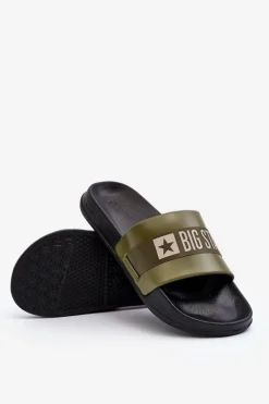 Outlet Męskie Klasyczne Klapki Big Star LL174458 Khaki Męskie Klapki Męskie Big Star|Klapki Męskie Klasyczne