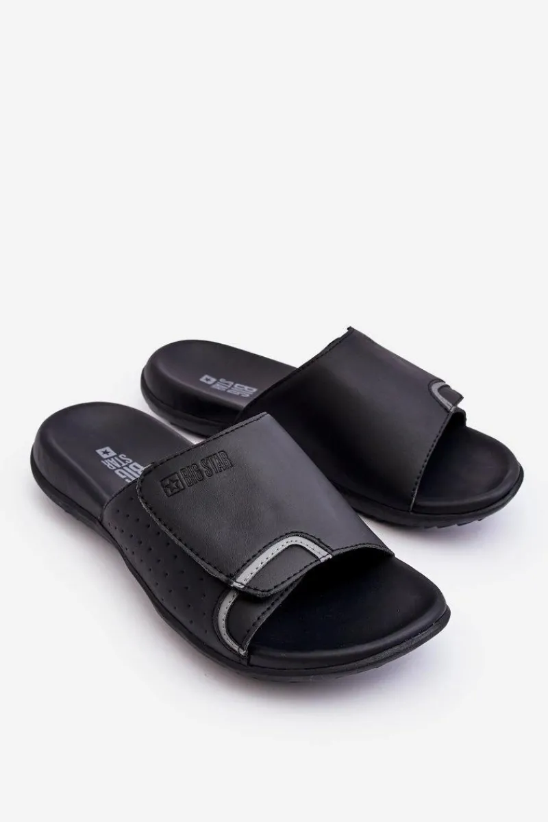 Big Star Shoes Męskie Klasyczne Klapki Big Star LL174603 Czarne