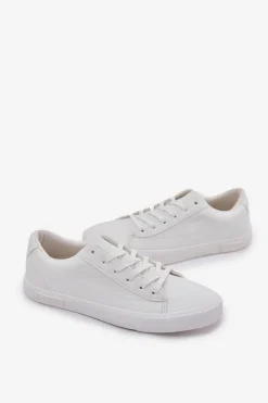 Clearance Męskie Klasyczne Niskie Trampki Z Eko Skóry Big Star NN174250 Białe Męskie Trampki Męskie Big Star|Trampki Niskie