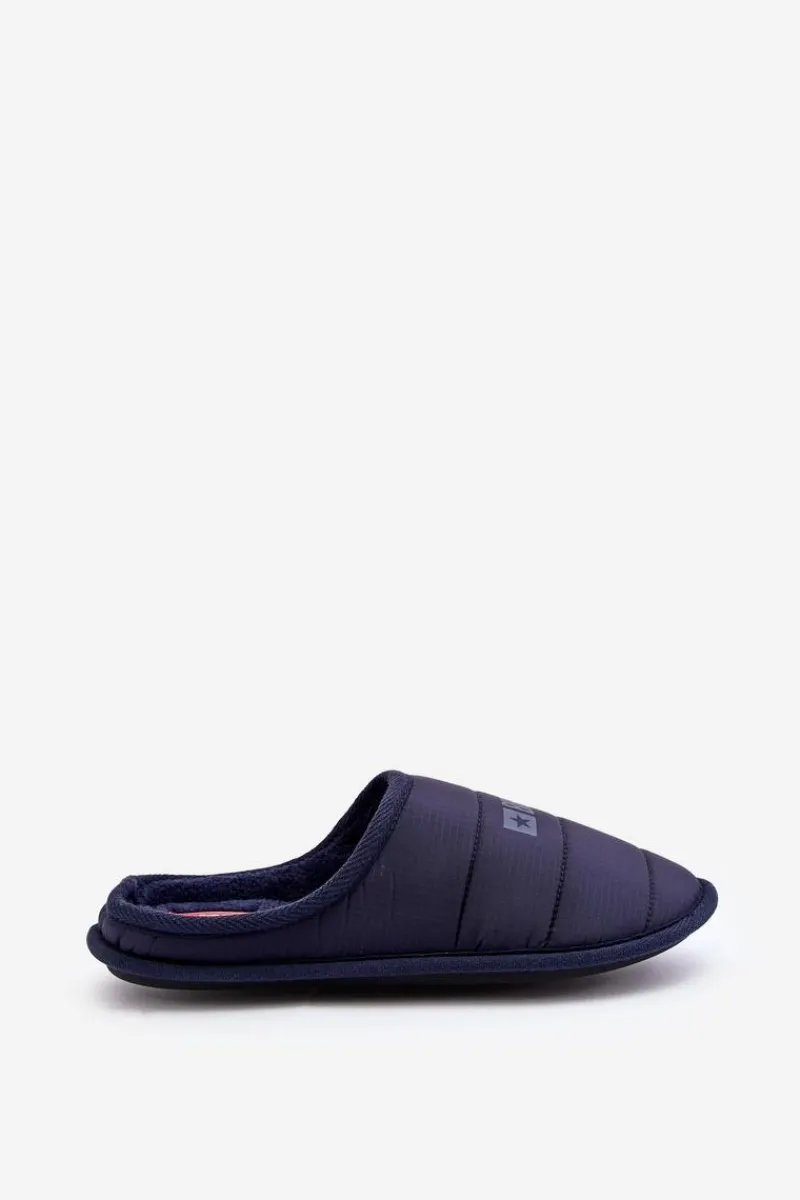 Papcie Męskie>Big Star Shoes Męskie Klasyczne Papcie Granatowe Big Star KK174360