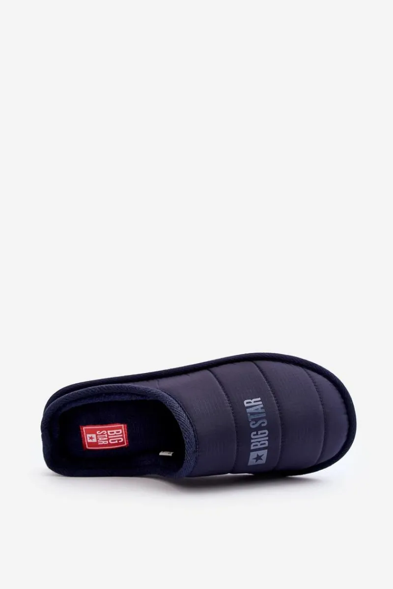 Papcie Męskie>Big Star Shoes Męskie Klasyczne Papcie Granatowe Big Star KK174360