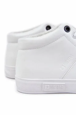 Trampki Męskie Big Star|Trampki Wysokie></noscript>Big Star Shoes Męskie Klasyczne Skórzane Trampki Big Star KK174347 Białe