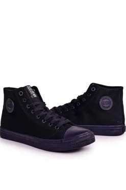 New Męskie Klasyczne Wysokie Trampki BIG STAR FF174550 Czarne Męskie Trampki Męskie Big Star|Trampki Wysokie