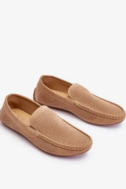 New Męskie Klasyczne Zamszowe Mokasyny Beżowe Felixo Męskie Mokasyny Wsuwane