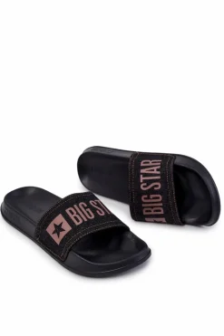 Sale Big Star Shoes Męskie Lekkie Klapki Big Star JJ174533 Czarne