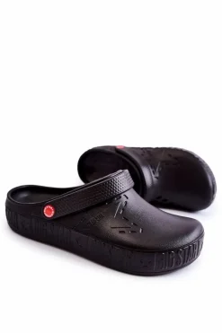Hot Big Star Shoes Męskie Lekkie Klapki Chodaki Big Star II175001 Czarne Czarny