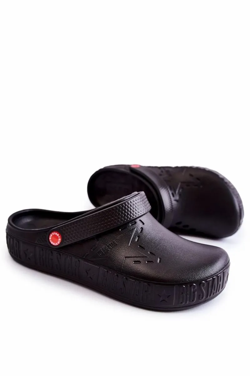 Hot Big Star Shoes Męskie Lekkie Klapki Chodaki Big Star II175001 Czarne Czarny