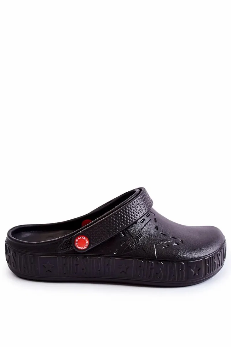 Hot Big Star Shoes Męskie Lekkie Klapki Chodaki Big Star II175001 Czarne Czarny