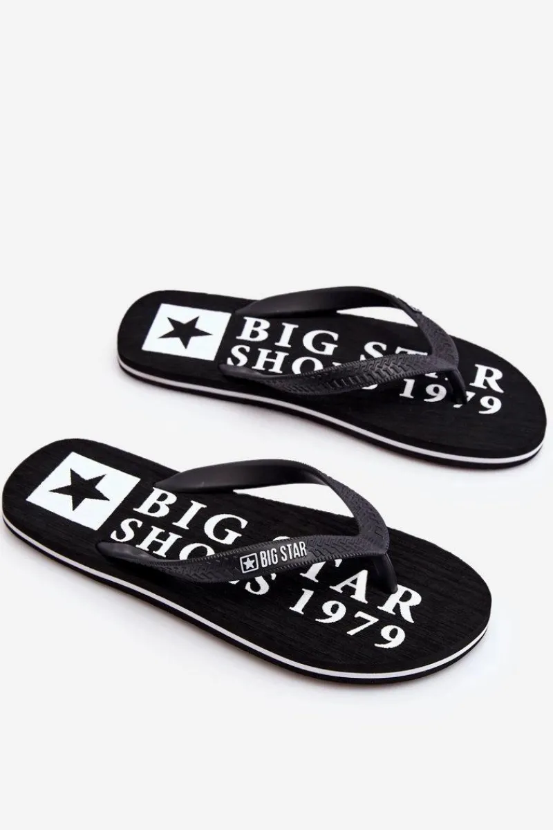 New Big Star Shoes Męskie Lekkie Klapki Japonki Big Star LL174444 Czarne