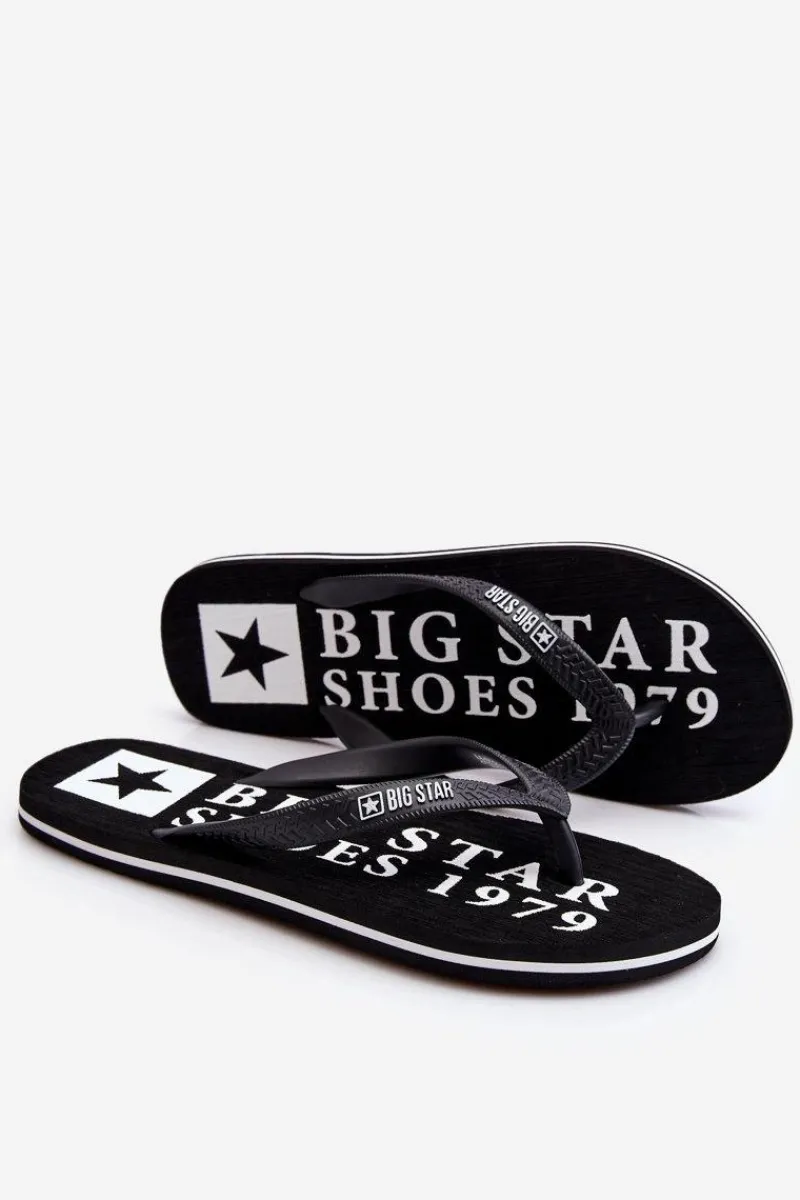 New Big Star Shoes Męskie Lekkie Klapki Japonki Big Star LL174444 Czarne