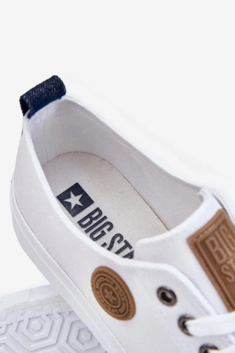 Trampki Męskie Big Star|Trampki Niskie>Big Star Shoes Męskie Materiałowe Trampki Big Star LL174019 Białe