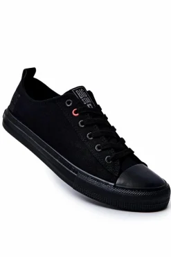 Trampki Męskie Big Star|Trampki Niskie>Big Star Shoes Męskie Materiałowe Trampki BIG STAR JJ174003 Czarne