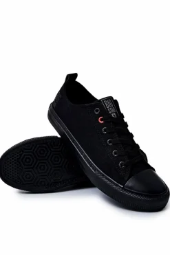 Trampki Męskie Big Star|Trampki Niskie>Big Star Shoes Męskie Materiałowe Trampki BIG STAR JJ174003 Czarne