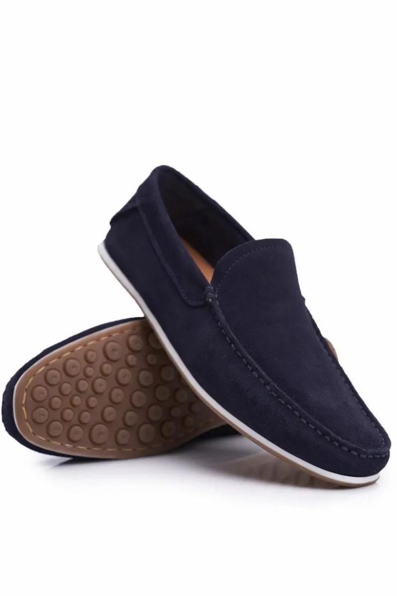 Best GOE Męskie Mokasyny Granatowe Nubuk FF1N3059
