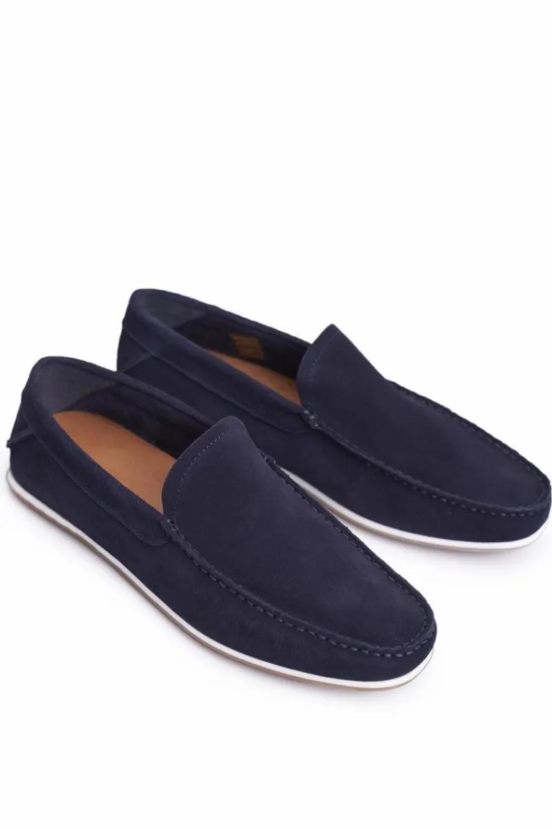 Best GOE Męskie Mokasyny Granatowe Nubuk FF1N3059