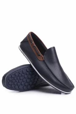Mokasyny Wsuwane>GOE Męskie Mokasyny Granatowe Skóra FF1N3051