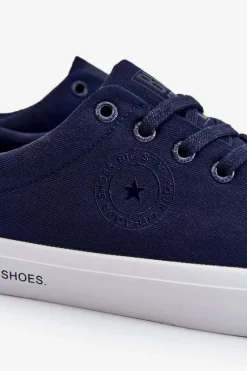 Outlet Big Star Shoes Męskie Niskie Materiałowe Trampki Big Star LL174076 Granatowe