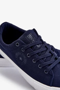 Outlet Big Star Shoes Męskie Niskie Materiałowe Trampki Big Star LL174076 Granatowe