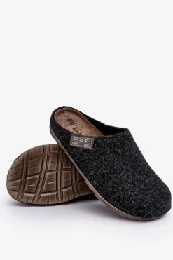 Online Męskie Obuwie Domowe Kapcie CR000015 Ciemnoszare Męskie Klapki Męskie Klasyczne|Papcie Męskie