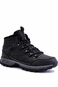 New Cross Jeans Męskie Ocieplane Botki Buty Trekkingowe KK1R4022C Czarne Czarny