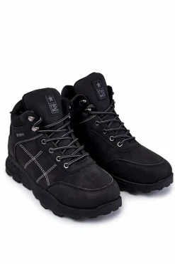 Outlet Evento Męskie Ocieplane Botki Trapery Czarne Allan