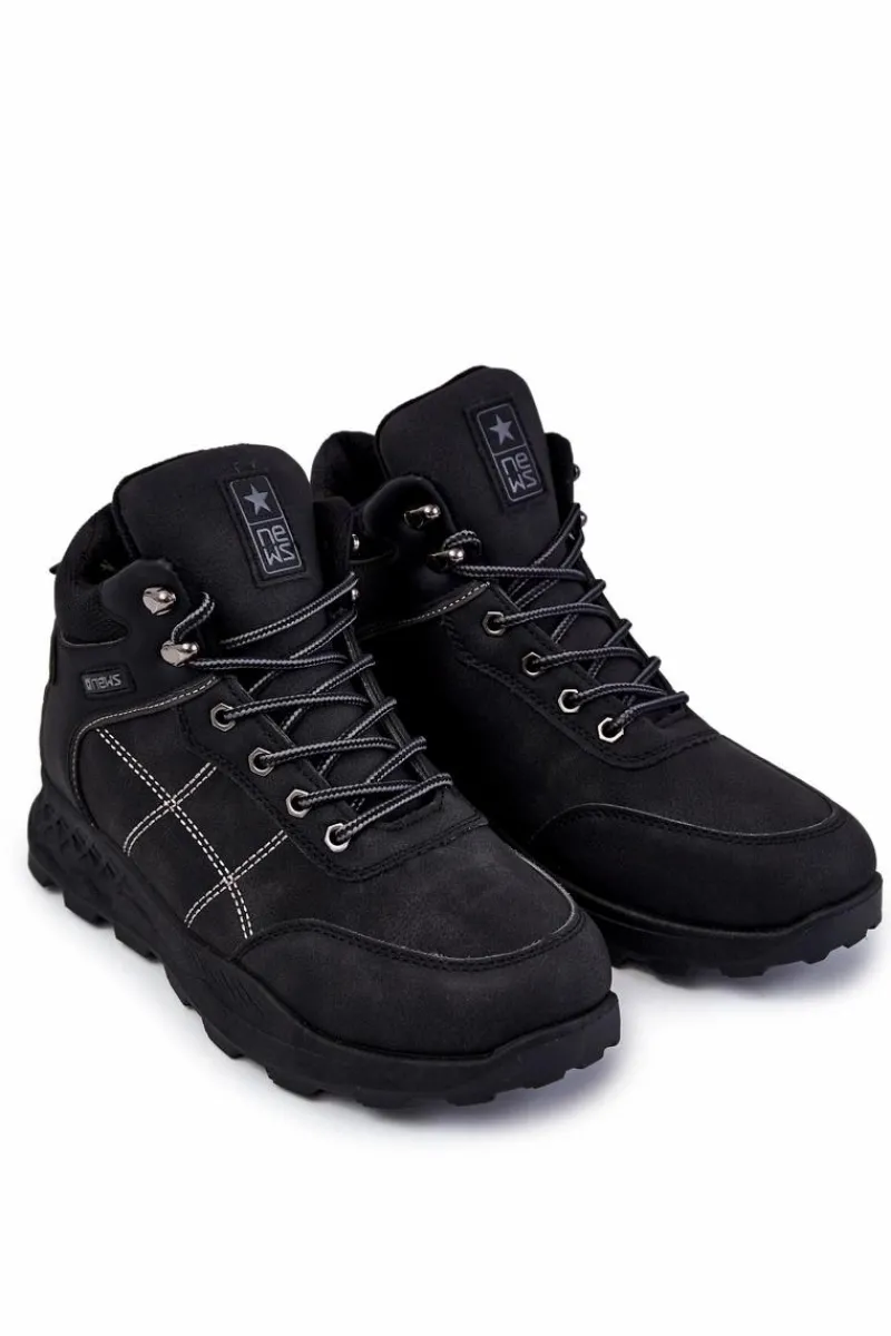 Outlet Evento Męskie Ocieplane Botki Trapery Czarne Allan