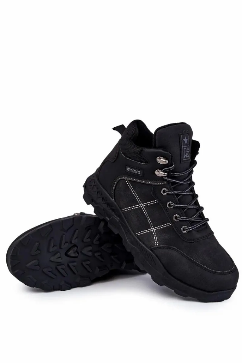 Outlet Evento Męskie Ocieplane Botki Trapery Czarne Allan