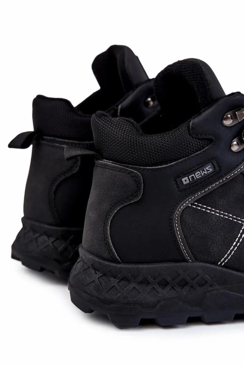 Outlet Evento Męskie Ocieplane Botki Trapery Czarne Allan