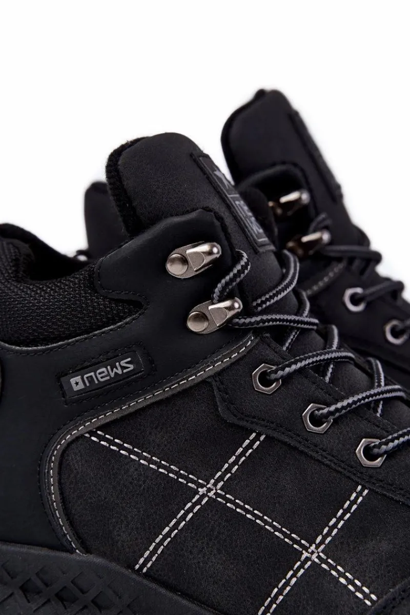 Outlet Evento Męskie Ocieplane Botki Trapery Czarne Allan