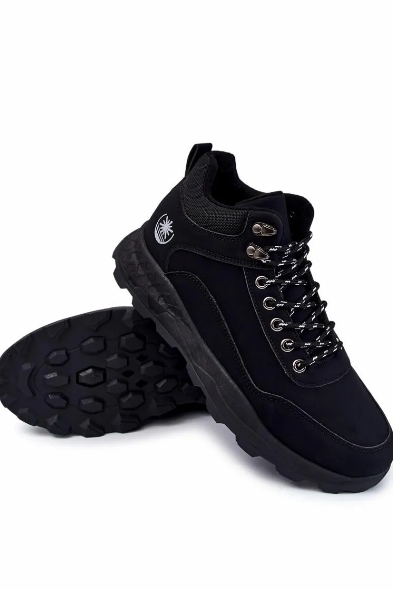 Obuwie Trekkingowe Męskie|Botki Męskie>Boto Męskie Ocieplane Buty Trekkingowe Trapery Czarne Otto