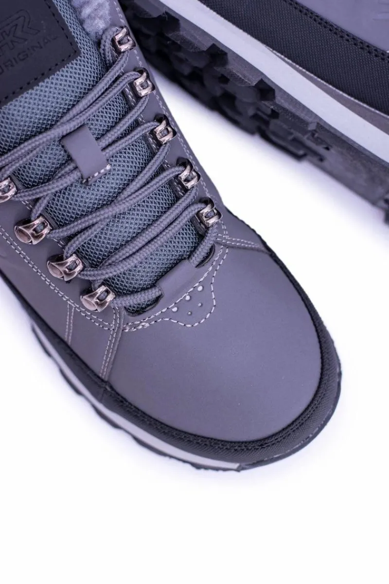 Online Boto Męskie Ocieplane Buty Trekkingowe Szare Newlans2
