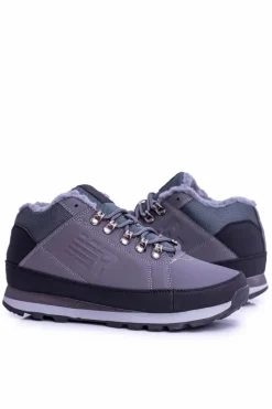 Online Boto Męskie Ocieplane Buty Trekkingowe Szare Newlans2