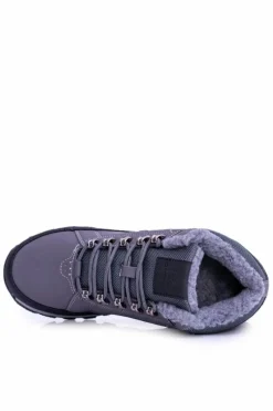 Online Boto Męskie Ocieplane Buty Trekkingowe Szare Newlans2