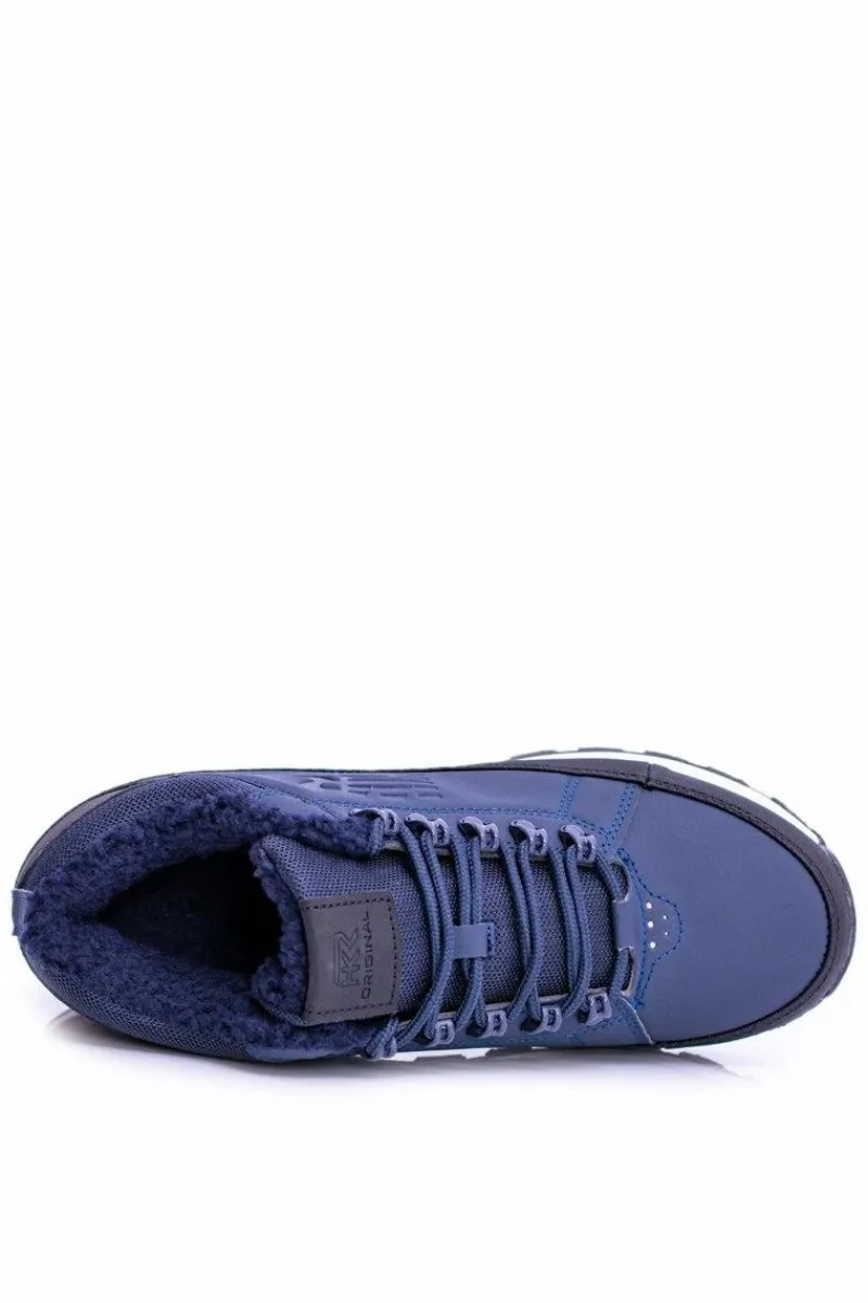 Boto Męskie Ocieplane Buty Trekkingowe Granatowe Newlans2