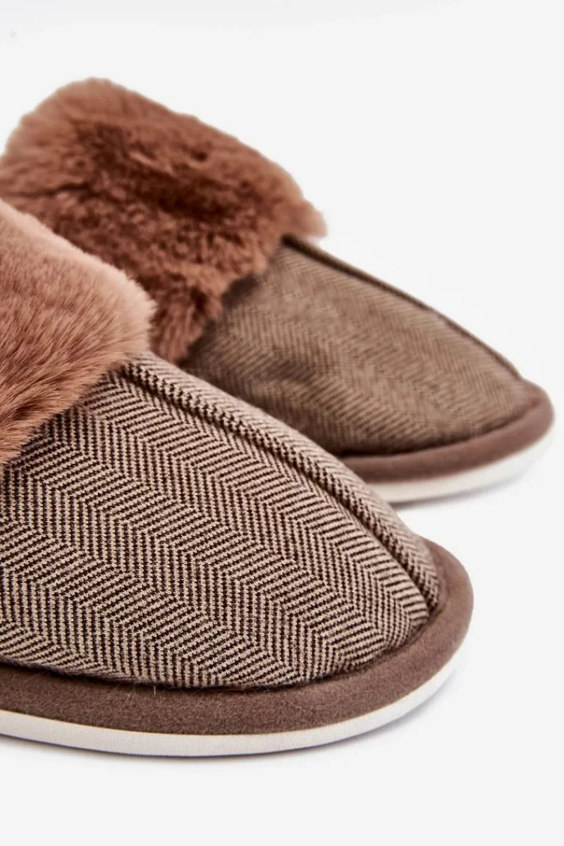 Papcie Męskie>Boto Męskie Ocieplane Papcie Brązowe Marcus