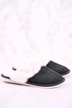 Clearance Boto Męskie Papcie Klapki z Futerkiem Szare Homely