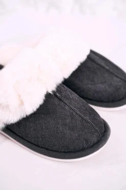 Clearance Boto Męskie Papcie Klapki z Futerkiem Szare Homely
