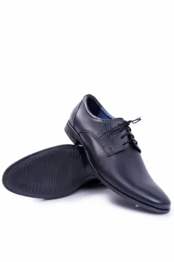 Outlet Męskie Półbuty Bednarek Eleganckie Skórzane Wizytowe Czarne Franko Męskie Bednarek Polish Shoes|Półbuty Eleganckie