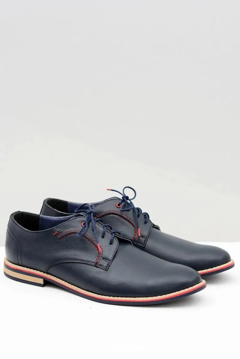 Męskie Półbuty Bednarek Eleganckie Skórzane Granatowe Pietro Męskie Bednarek Polish Shoes|Półbuty Casual