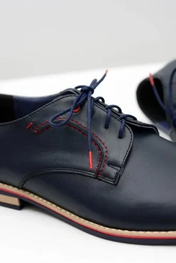 Męskie Półbuty Bednarek Eleganckie Skórzane Granatowe Pietro Męskie Bednarek Polish Shoes|Półbuty Casual