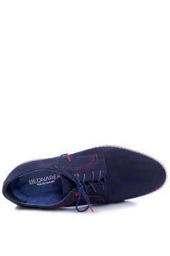 Sale Boto Męskie Półbuty Bednarek Eleganckie Skórzane Nubuk Granatowe Pietro