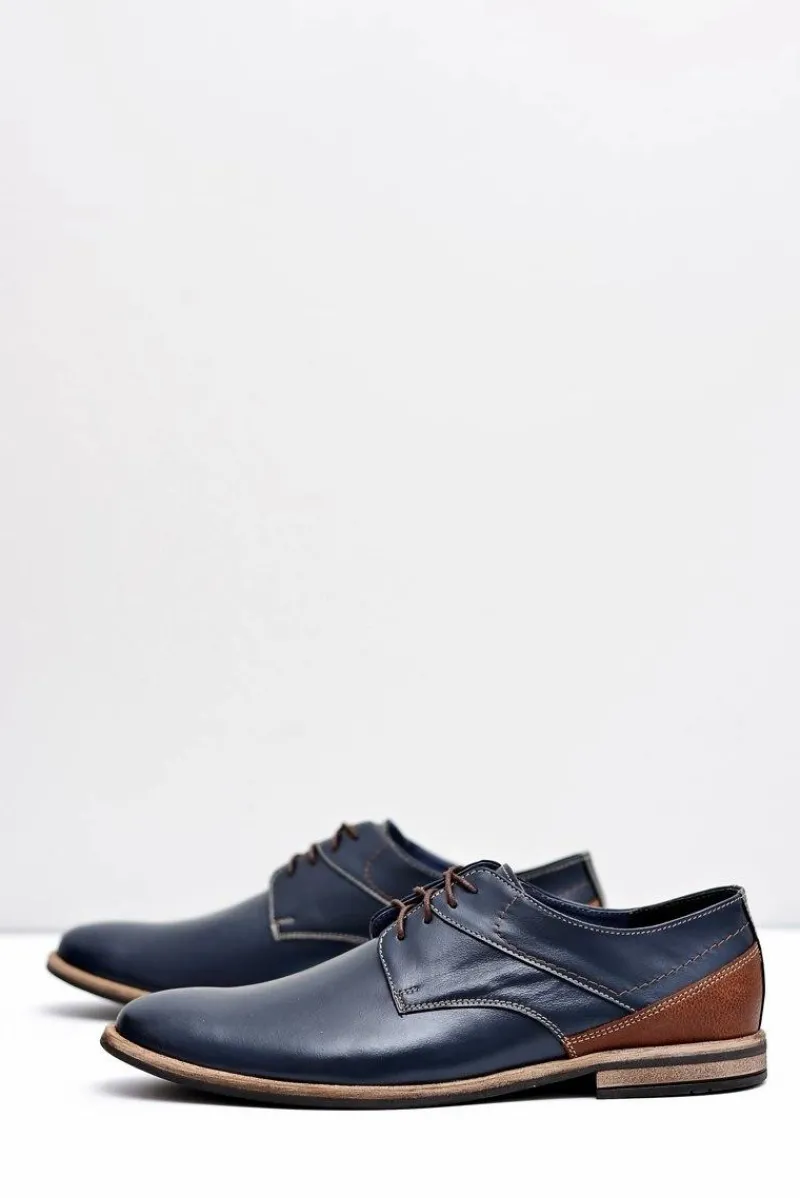 Bednarek Polish Shoes|Półbuty Casual>Boto Męskie Półbuty Bednarek Eleganckie Skórzane Granatowe Marcelo