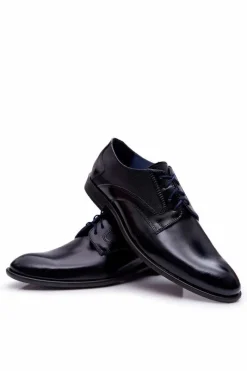 Discount Boto Męskie Półbuty Bednarek Eleganckie Skórzane Wizytowe Czarne Midas