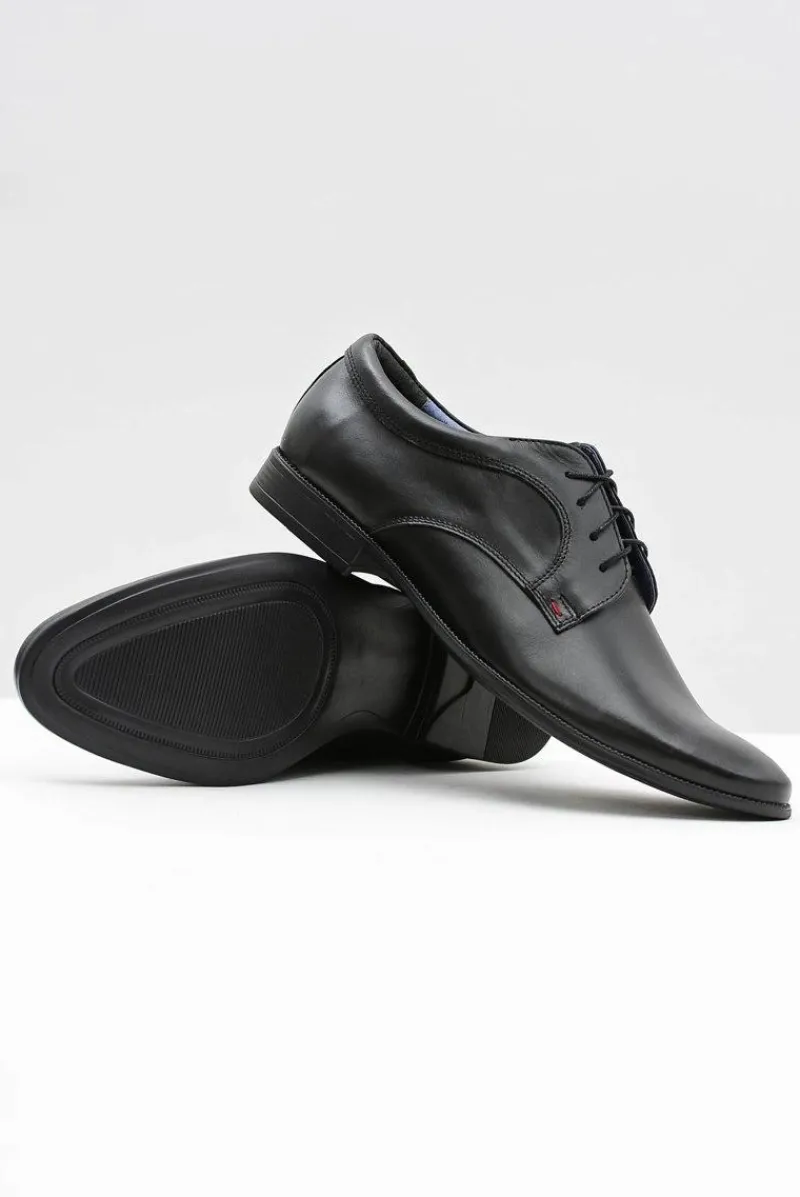 Hot Boto Męskie Półbuty Bednarek Eleganckie Skórzane Wizytowe Czarne Gaspare