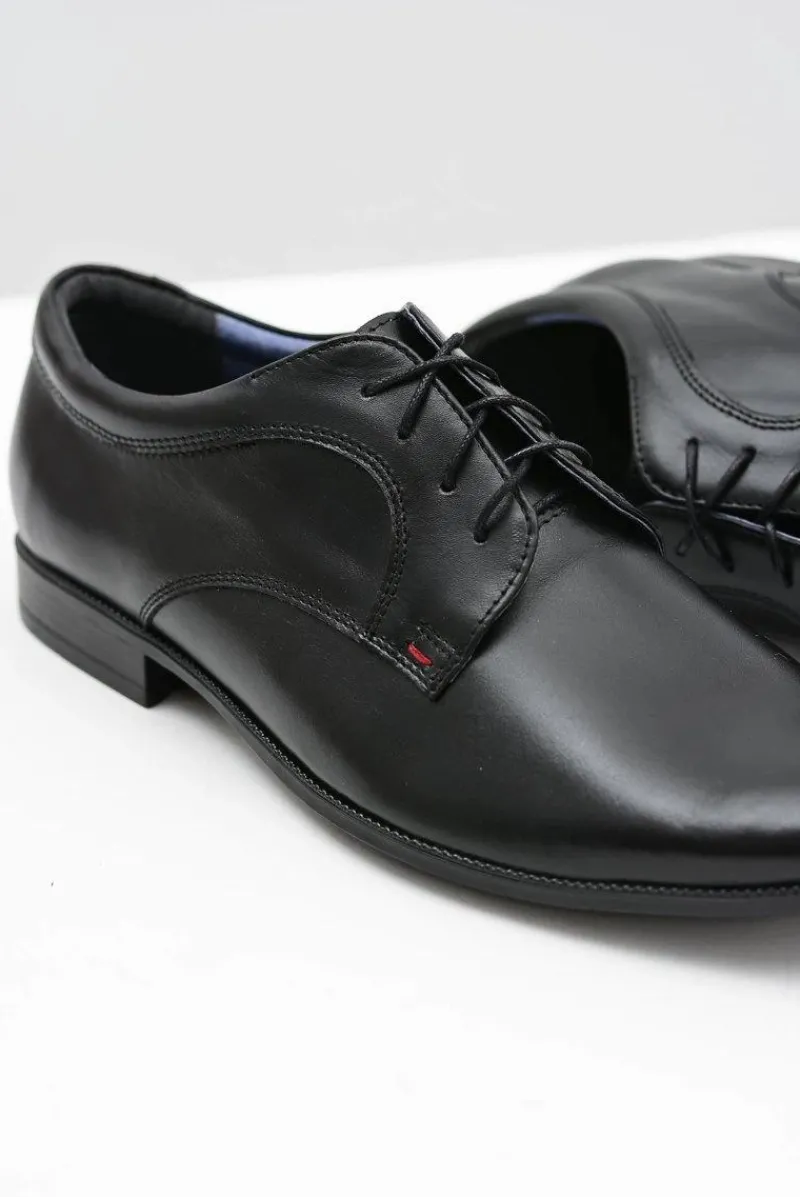 Hot Boto Męskie Półbuty Bednarek Eleganckie Skórzane Wizytowe Czarne Gaspare