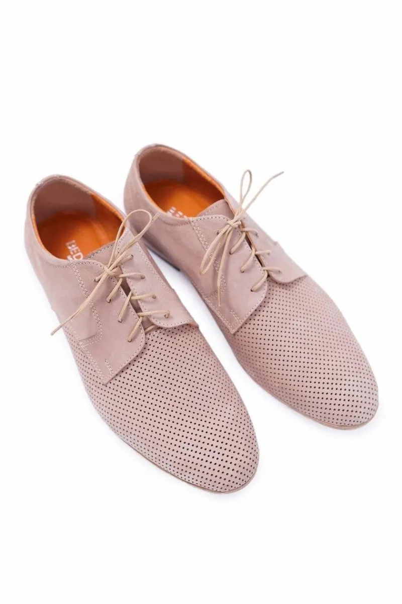 Bednarek Polish Shoes|Półbuty Casual>Boto Męskie Półbuty Bednarek Nubukowe Ażurowe Beżowe Hermes